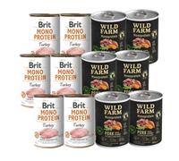 BRIT Mono Protein Turkey 6x400g + Wild Farm Monoprotein Pork 6x400g
