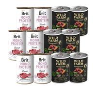 Brit mono proteína cordero 6x400 g + Wild Farm monoproteína ternera 6x400 g