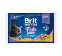 Brit Paquete de 4 sabores de Comida húmeda para Gatos, 4 sabores, Pescado en Salsa, 4 x 100 g