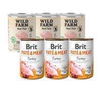 BRIT PATE & MEAT TURKEY 3x800 g + WILD FARM Pate Chicken 3x800 g