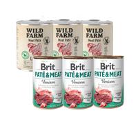 BRIT PATE & MEAT VENISON 3x800g + WILD FARM Pate Lamb 3x800g