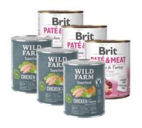 Brit Paté y Carne para Cachorro Pollo con Pavo 3x800g + WILD FARM Superfood Chicken (Pollo con calabaza, manzana y hierbas) 3x800g pienso para perros sin cereales