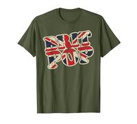 Brit Pop, Escena Musical clásica de la Gran Vendimia de los 90 desgastada Camiseta, Hombre, Verde Oliva, L