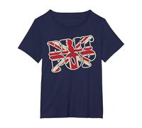 Brit Pop, Escena Musical clásica de la Gran Vendimia de los 90 desgastada Camiseta, Mujer Tallas Grandes, Azul Marino, 4XL Grande