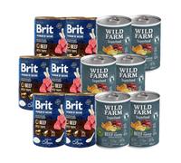 Brit Premium by Nature Carne de vacuno con tripa 6x400 g + Wild Farm Superfood Carne de vacuno 6x400 g