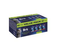 Brit Premium by Nature Cat, paquete económico para gatos adultos, 40 x 100 g (trozos tiernos en salsa)