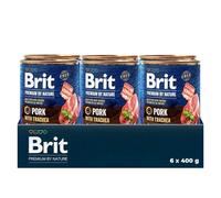 Brit Premium by Nature - Comida húmeda para Perros Adultos, Cerdo con tráquea, alimento Completo, 6 x 400 g