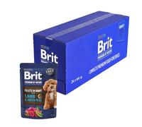 Brit Premium by Nature - Comida húmeda para Perros Adultos, filetes en Salsa, Cordero y Guisantes, alimento Completo, Ayuda a la digestión, 24 x 85 g