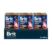 Brit Premium by Nature - Comida húmeda para Perros Adultos, Pavo con hígado, alimento Completo, 6 x 400 g