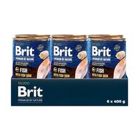 Brit Premium by Nature - Comida húmeda para Perros Adultos, Pescado con Piel de pez, alimento Completo, 6 x 400 g