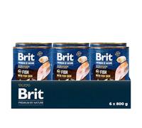 Brit Premium by Nature - Comida húmeda para Perros Adultos, Pescado con Piel de pez, alimento Completo, 6 x 800 g