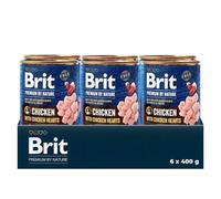 Brit Premium by Nature - Comida húmeda para Perros Adultos, Pollo con Corazones de Pollo, 6 x 400 g