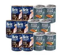 Brit Premium by Nature Fish with Fish Skin 6x400g + Wild Farm Superfood Salmon 6x400g