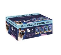 Brit Premium by Nature, paquete económico para gatos esterilizados, 48 x 85 g (filetes tiernos en salsa)