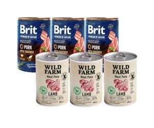 Brit Premium By Nature Pescado Con Piel 3x400g & WILD FARM Paté de cordero 3x400g alimento sin gluten para perros