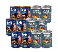 Brit Premium by Nature Pork with Trachea 6x400g + Wild Farm Superfood Beef 6x400g