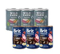 Brit Premium by Nature Turkey With Liver 3x800g + WILD FARM Superfood Duck 3x800g