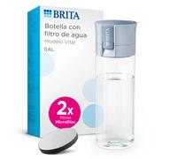 BRITA botella con filtro de agua modelo Vital (600 ml), x2 filtros BRITA MicroDisc Azul Claro, para hidratarse en cualquier lugar, elimina cloro, impurezas, hormonas y preserva minerales