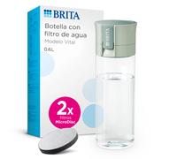 BRITA Botella de agua filtrante modelo Vital (600ml), 2x filtros MicroDisc | Verde Claro | water bottle portátil reduce PFAS, cloro, microimpurezas y más al beber - para llevar, viajar y oficina