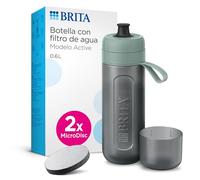 BRITA Botella deportiva Modelo ACTIVE Verde Oscuro (600ml) con 2 filtros MicroDisc, flexible sin BPA, filtra cloro, impurezas, hormonas, pesticidas y conserva minerales.