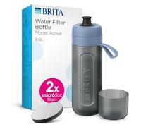 BRITA Botella filtrante Activo Azul Oscuro (0,6 L) reduce Cloro, Partículas finas ≥ 15 µm, Algunos pesticidas, herbicidas y hormonas. Conserva Minerales como Calcio y Magnesio
