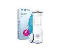 BRITA Botella filtrante blanca de grafito x6 filtros MicroDisc INCL - reducida El Cloro, Algunos PFAS, pesticidas, herbicidas y hormonas, Conserva minerales como El Calcio y el Magnesio