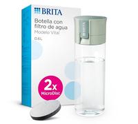 BRITA Botella filtrante de agua modelo VITAL Verde Claro (600 ml) con 2 filtros MicroDisc, para hidratarse en cualquier lugar, elimina cloro, impurezas, hormonas y preserva minerales.