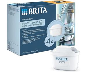 BRITA Cartucho Filtro de agua Grifo MAXTRA PRO All-In-1 Pack de 4|Pruebe un agua más pura¹ con la recarga original para jarras BRITA-reducido² microimpurezas como algunos PFAS, cloro, sarro