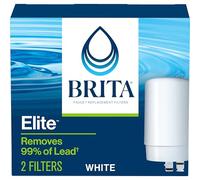 Brita Filtro de agua del grifo, sistema de filtración de agua, filtros de repuesto para grifos, reduce el 99% del plomo, fabricado sin BPA, blanco, 2 unidades