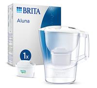 BRITA Jarra con filtro de agua Aluna blanca (2,4 l) incl. 1x cartucho MAXTRA PRO All-in-1:jarra adaptable al frigorífico con LTI digital que reduce cloro, cal e impurezas.