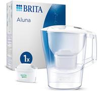 BRITA Jarra con filtro de agua Aluna blanca (2,4 l) incl. 1x cartucho MAXTRA PRO All-in-1: jarra filtradora adaptable al frigorífico con LTI digital, reduce cloro, cal e impurezas