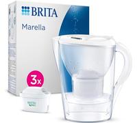 BRITA Jarra con Filtro de Agua Marella Blanca (2,4 l) Incl. 3x Cartucho MAXTRA PRO All-in-1 - jarra adaptable al frigorífico con LTI digital y tapa abatible que reduce cloro, cal e impurezas.