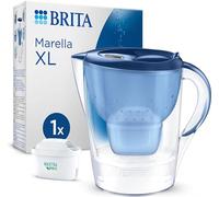 BRITA Jarra con Filtro de Agua Marella XL Azul (3,5 l) Incl. 1x Cartucho MAXTRA PRO All-in-1 - jarra adaptable al frigorífico con LTI digital y tapa abatible que reduce cloro, cal e impurezas.