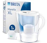 BRITA Jarra con Filtro de Agua Marella XL Blanca (3,5 l) Incl. 1x Cartucho MAXTRA PRO All-in-1 - jarra adaptable al frigorífico con LTI digital y tapa abatible que reduce cloro, cal e impurezas.
