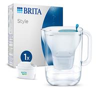 BRITA Jarra con filtro de agua Style azul (2,4 l) incl. 1x cartuchos MAXTRA PRO All-in-1 Diseño adaptable al frigorífico con luz LED inteligente tapa abatible que reduce cloro, cal e impurezas.