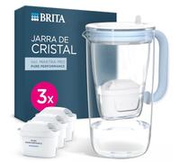 BRITA Jarra filtradora de agua MAXTRA cristal, 3x filtro Pure Performance | Azul (2.5L) jarra de vidrio premium con tapa abatible de fácil llenado y LED Smart Light, reduce PFAS, cloro, cal e impurezas