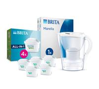 BRITA Jarra Filtrante, Modelo Marella | Marella XL | Aluna | Style | Cristal + 5 Filtros MAXTRA PRO | Hasta 150L agua filtrada | Sin BPA | Apta lavavajillas | Indicador Memo | Reduce cal, cloro y Styl
