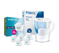 BRITA Jarra Filtrante, Modelo Marella XL + 5 Filtros MAXTRA PRO | Capacidad 3,5L | 150L agua filtrada | Sin BPA | Apta lavavajillas | Indicador Memo | Reduce cal, cloro y metales | Diseño sostenible