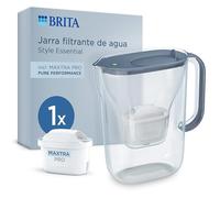 BRITA jarra filtrante Style Essential Azul (2.4L) incl. 1x MAXTRA PRO PURE PERFORMANCE | compatible con la puerta del frigorífico, con indicador LED, filtra impurezas, metales y mucho más