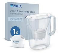 BRITA Jarra filtrante Style Essential Blanca (2.4L) incl. 1x MAXTRA PRO PURE PERFORMANCE | Compatible con la puerta del frigorífico, con indicador LED, filtra impurezas, metales y mucho más