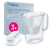 BRITA jarra filtrante Style Essential Blanca (2.4L) incl. 3x MAXTRA PRO PURE PERFORMANCE | compatible con la puerta del frigorífico, con indicador LED, filtra impurezas, metales y mucho más