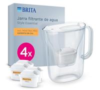 BRITA jarra filtrante Style Essential Blanca (2.4L) incl. 4x MAXTRA PRO Experto en Cal | compatible con la puerta del frigorífico, con indicador LED, filtra la cal, metales y mucho más
