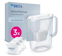 BRITA jarra filtrante Style Essential Blanca (2.4L) incl. 3x MAXTRA PRO PURE PERFORMANCE | compatible con la puerta del frigorífico, con indicador LED, filtra impurezas, metales y mucho más