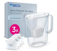 BRITA Jarra filtro agua MAXTRA Style Essential, 3x filtros Pure Performance | Blanca (2.4L) jarra apta para puerta de frigorífico con LED Smart Light y tapa abatible, reduce PFAS,cloro, cal e impurezas