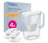 BRITA jarra filtrante Style Essential Blanca (2.4L) incl. 4x MAXTRA PRO Experto en Cal | compatible con la puerta del frigorífico, con indicador LED, filtra la cal, metales y mucho más