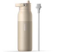 BRITA LARQ Essential botella con pajita Beige 1000 ml. Botella de agua de acero inoxidable, con aislamiento de doble pared (hasta 24 h de frío), asa soft-touch extraíble y apta para lavavajillas