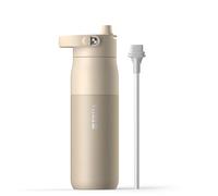BRITA LARQ Essential botella con pajita Beige 680 ml. Botella de agua de acero inoxidable, con aislamiento de doble pared (hasta 24 h de frío), asa soft-touch extraíble y apta para lavavajillas