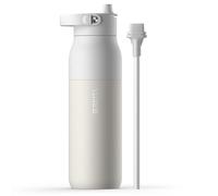 BRITA LARQ Essential botella con pajita Blanco 1000 ml. Botella de agua de acero inoxidable, con aislamiento de doble pared (hasta 24 h de frío), asa soft-touch extraíble y apta para lavavajillas