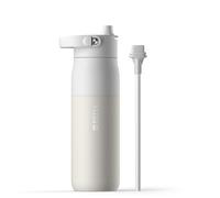 BRITA LARQ Essential botella con pajita Blanco 680 ml. Botella de agua de acero inoxidable, con aislamiento de doble pared (hasta 24 h de frío), asa soft-touch extraíble y apta para lavavajillas