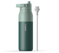 BRITA LARQ Essential botella con pajita Verde 1000 ml. Botella de agua de acero inoxidable, con aislamiento de doble pared (hasta 24 h de frío), asa soft-touch extraíble y apta para lavavajillas